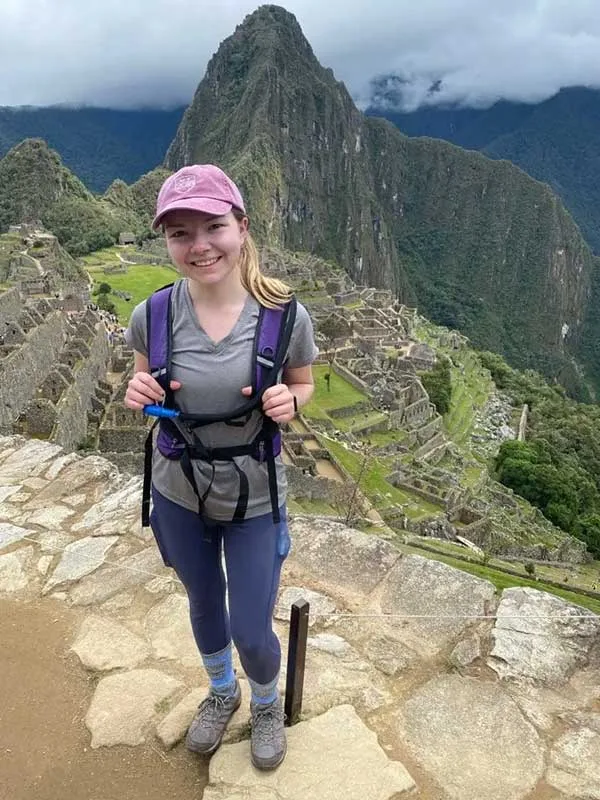 Rachel Schechter hiking the Inca Trail after ACL surgery