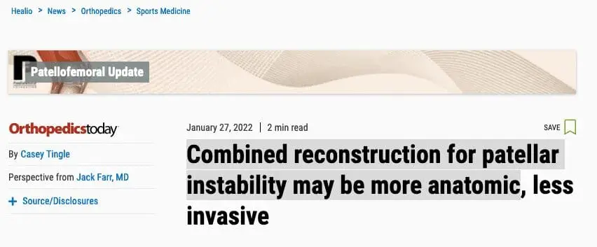 Combined reconstruction for patellar instability may be more anatomic