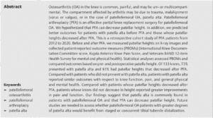 Journal of Knee Surgery: Effect of Patellofemoral Arthroplasty on Patellar Height in Patients with Patellofemoral Osteoarthritis